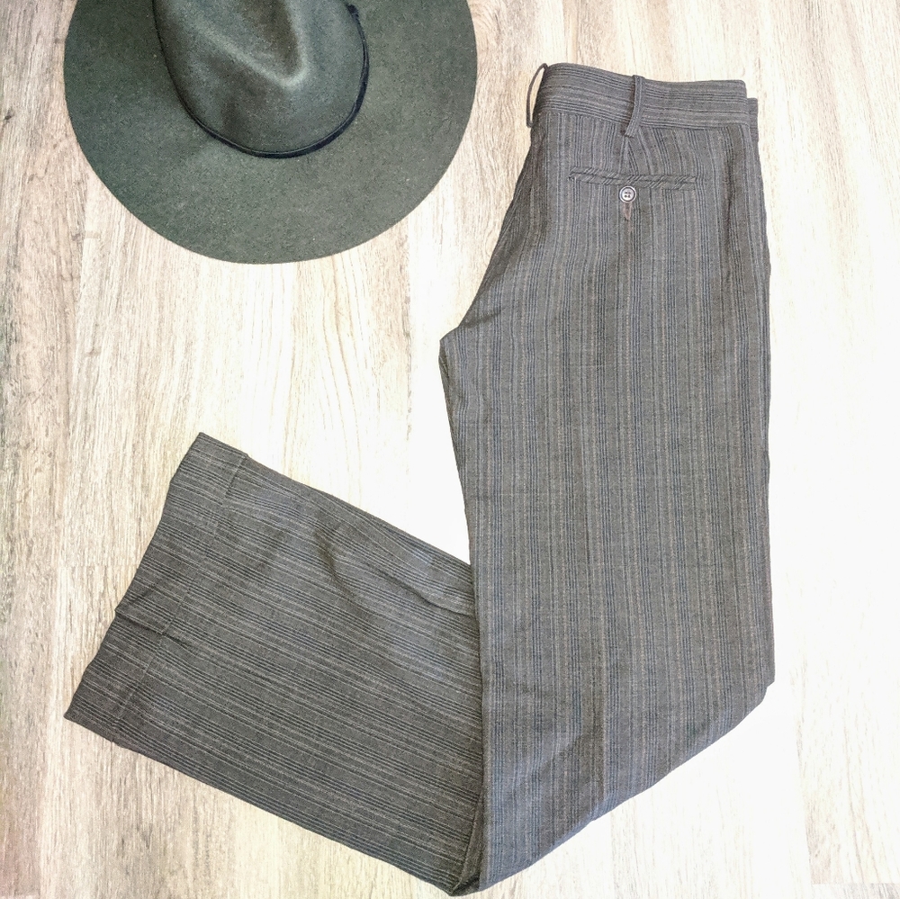 BCBG Max Azria Brown Striped Rayon Blend Pants 2